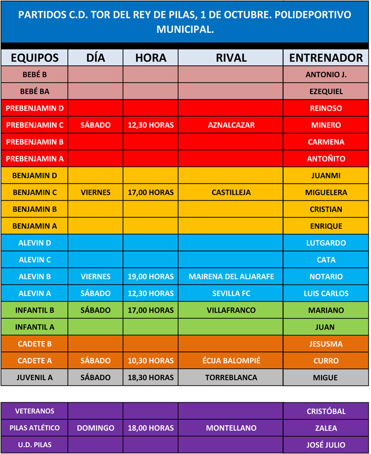 PARTIDOS C.D. TOR DEL REY 30 sept-2oct
